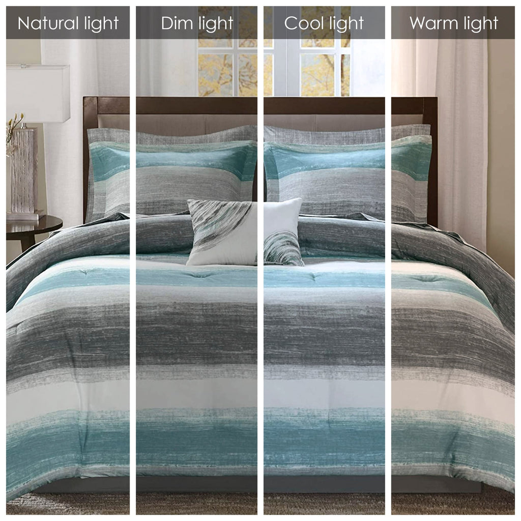 Parure de lit Madison Park Essentials Barret Aqua avec draps en coton