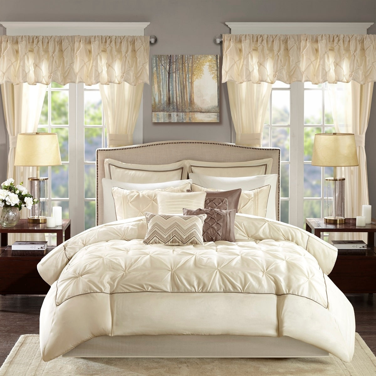 Ensemble de 24 pièces Madison Park Essentials Loretta avec rideaux et draps