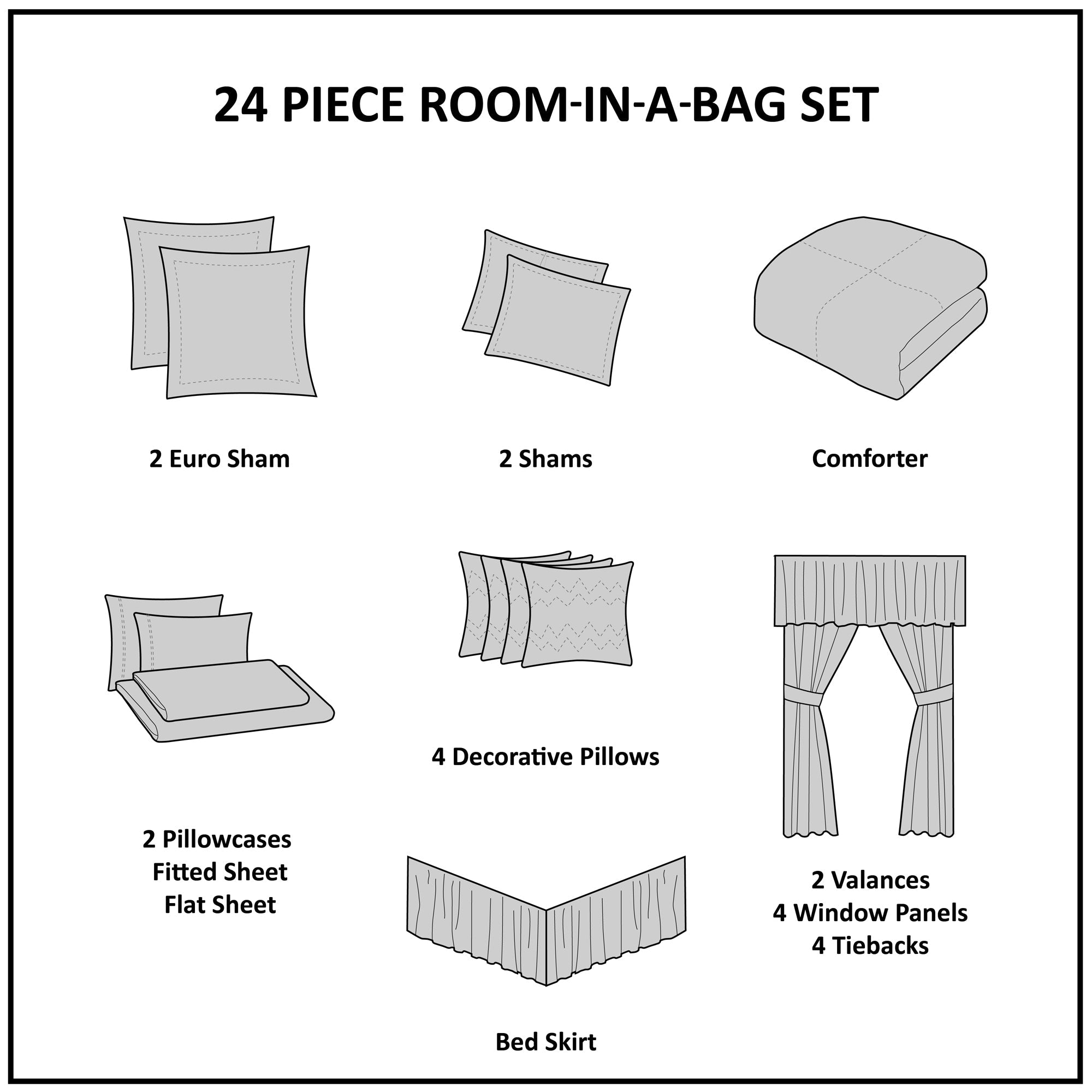 Ensemble de 24 pièces Madison Park Essentials Loretta avec rideaux et draps