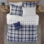 Parure de lit réversible Madison Park Essentials Paton bleu marine avec draps