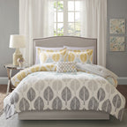 Parure de lit Madison Park Essentials Pelham Bay jaune/aqua 9 pièces avec draps en coton