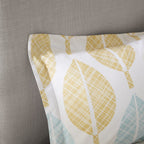 Parure de lit Madison Park Essentials Pelham Bay jaune/aqua 9 pièces avec draps en coton