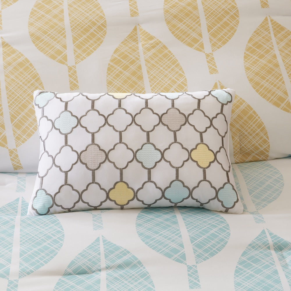 Parure de lit Madison Park Essentials Pelham Bay jaune/aqua 9 pièces avec draps en coton