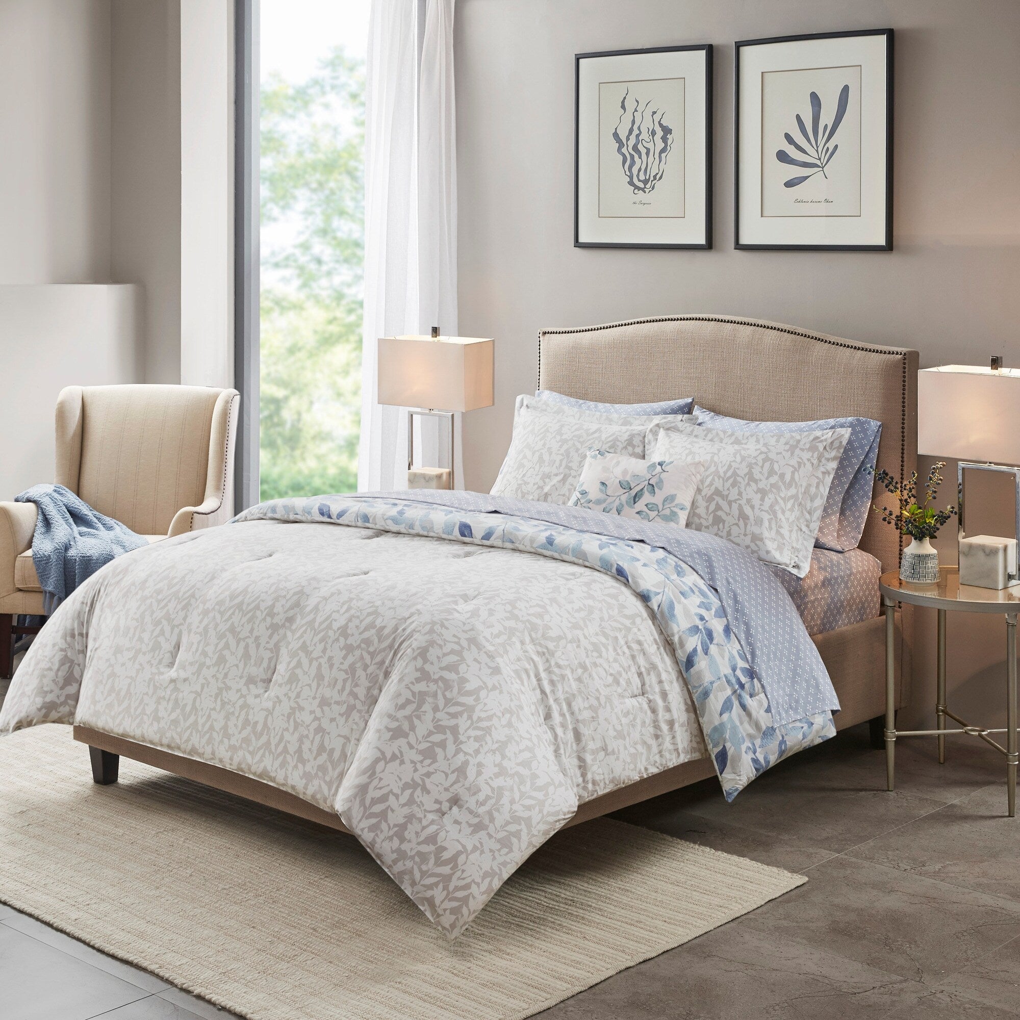 Parure de lit réversible Madison Park Essentials Thelma avec draps