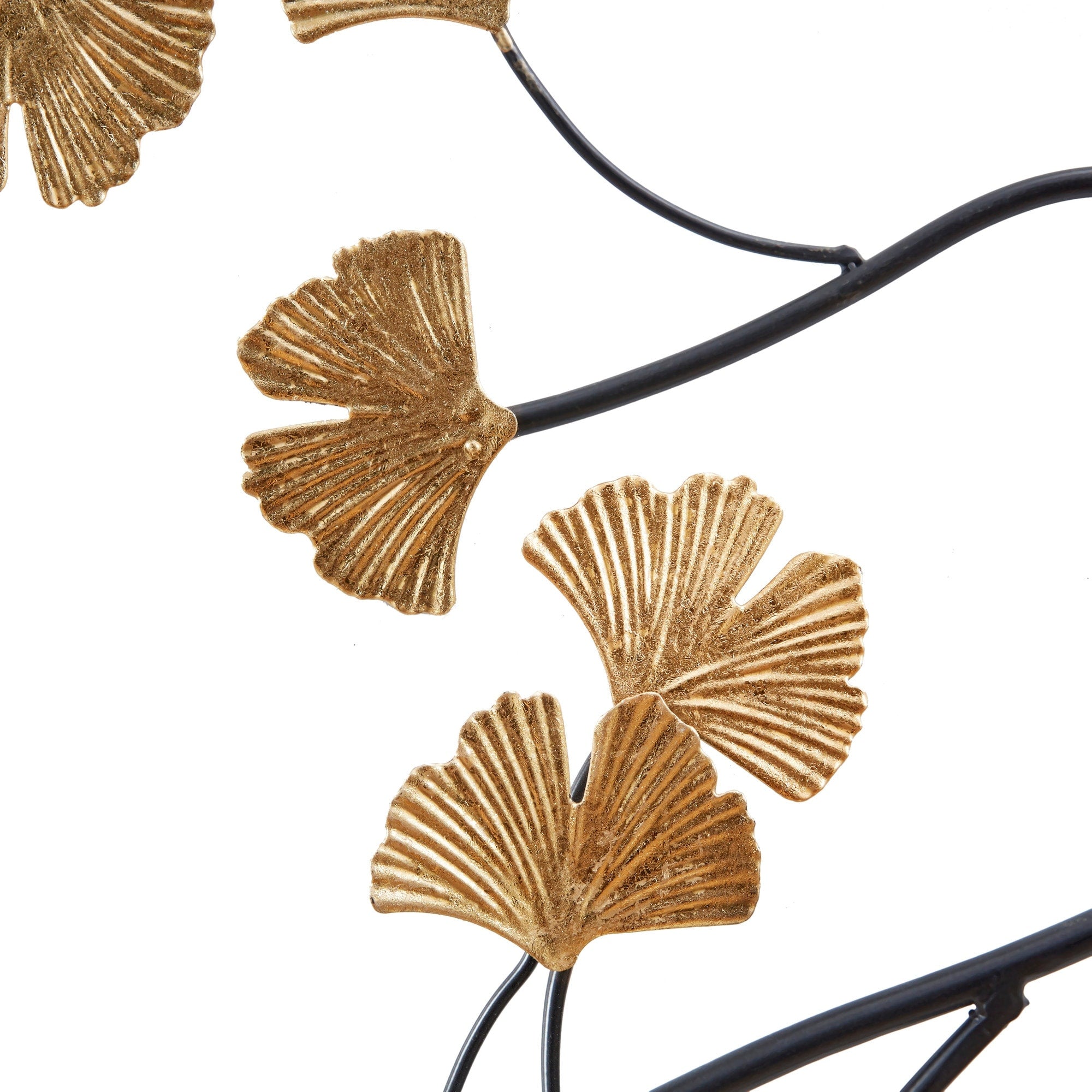 Ensemble de 3 décorations murales en métal à motifs de feuilles de ginkgo dorées de Madison Park