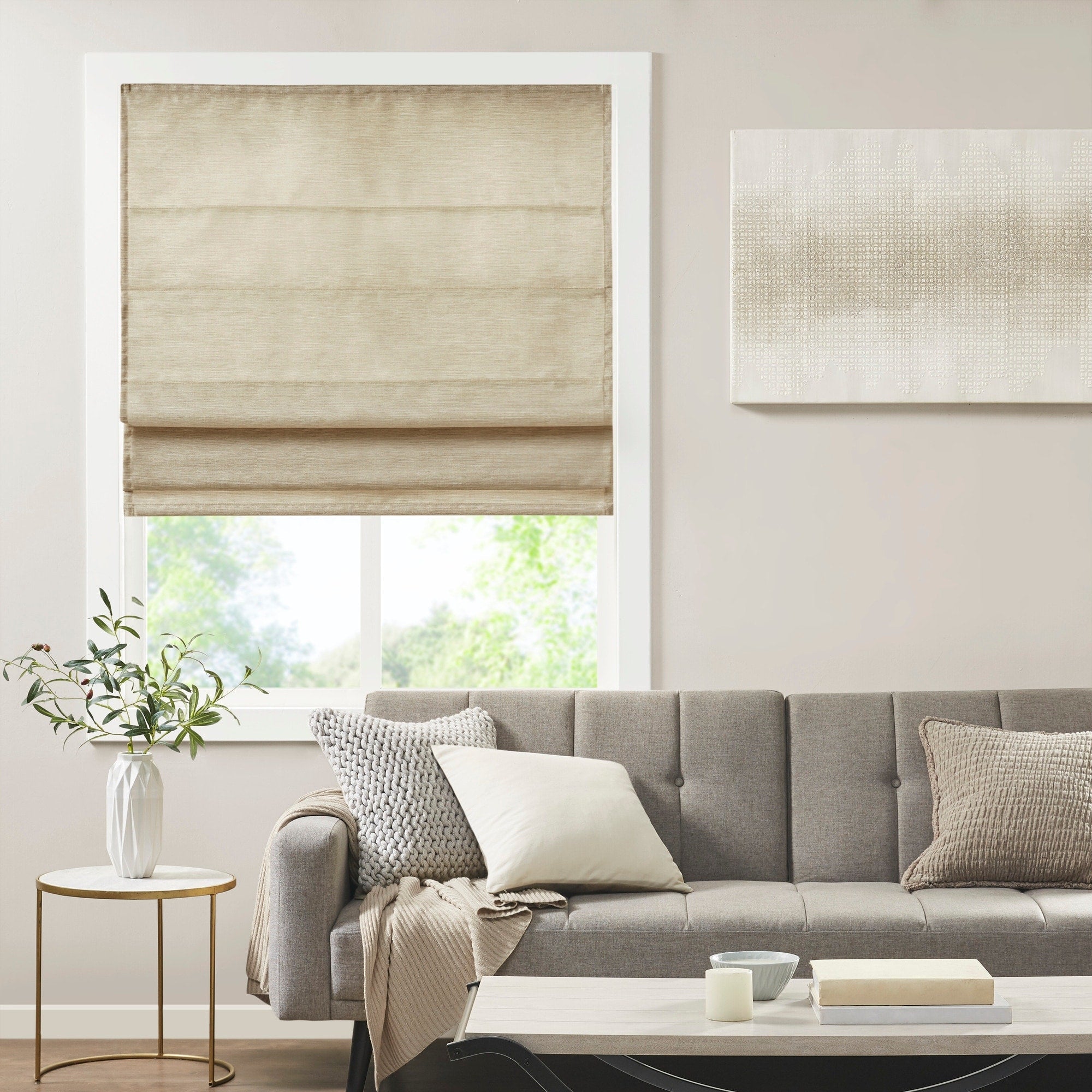 Store romain occultant sans fil en imitation soie imprimée Madison Park Leighton