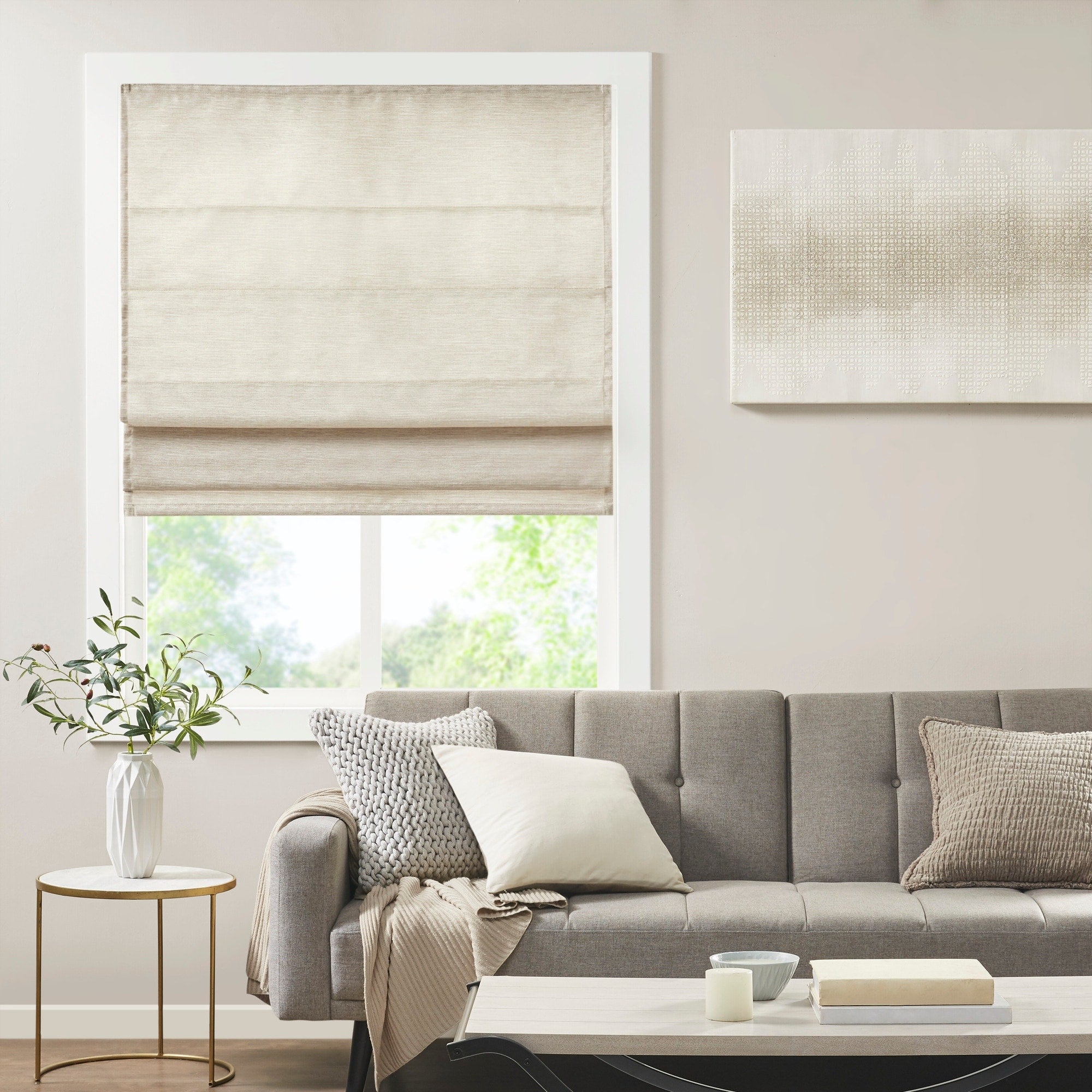 Store romain occultant sans fil en imitation soie imprimée Madison Park Leighton