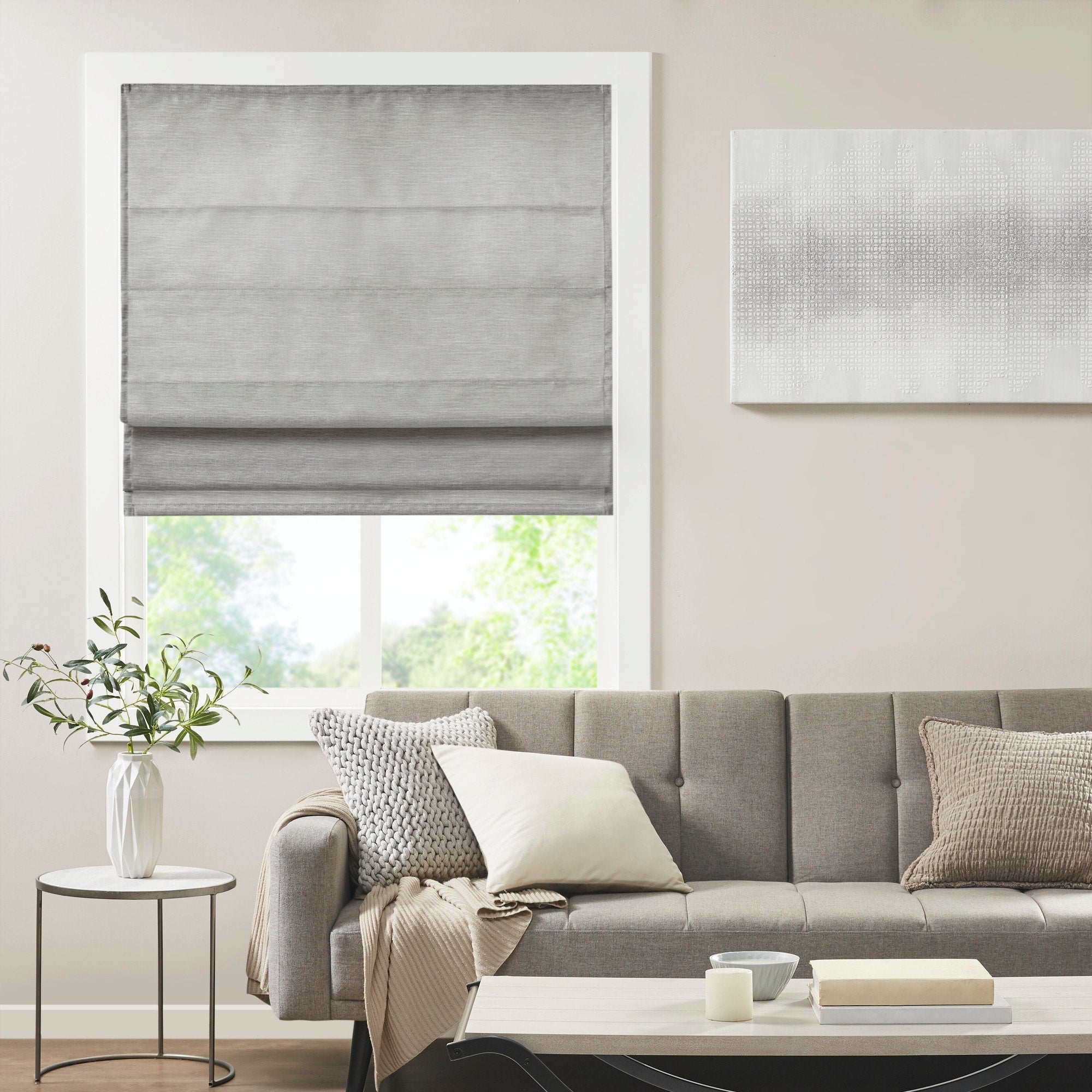 Store romain occultant sans fil en imitation soie imprimée Madison Park Leighton