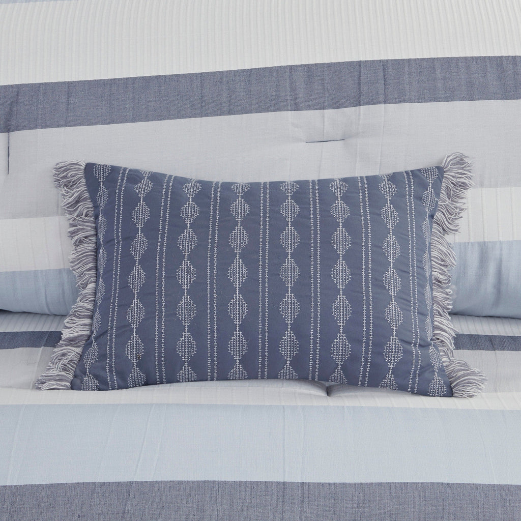 Parure de lit Madison Park Levi's bleu/naturel 5 pièces en jacquard