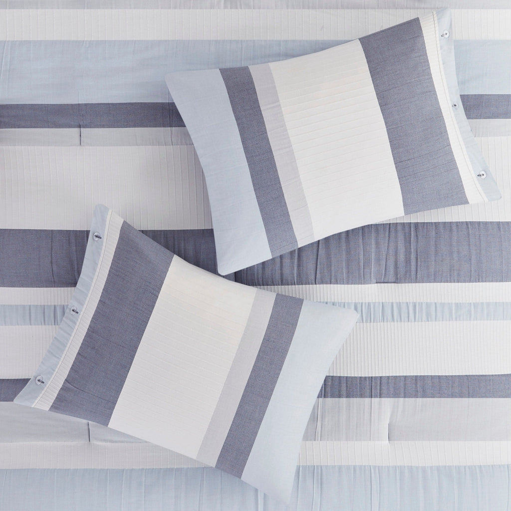 Parure de lit Madison Park Levi's bleu/naturel 5 pièces en jacquard