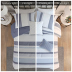 Parure de lit Madison Park Levi's bleu/naturel 5 pièces en jacquard