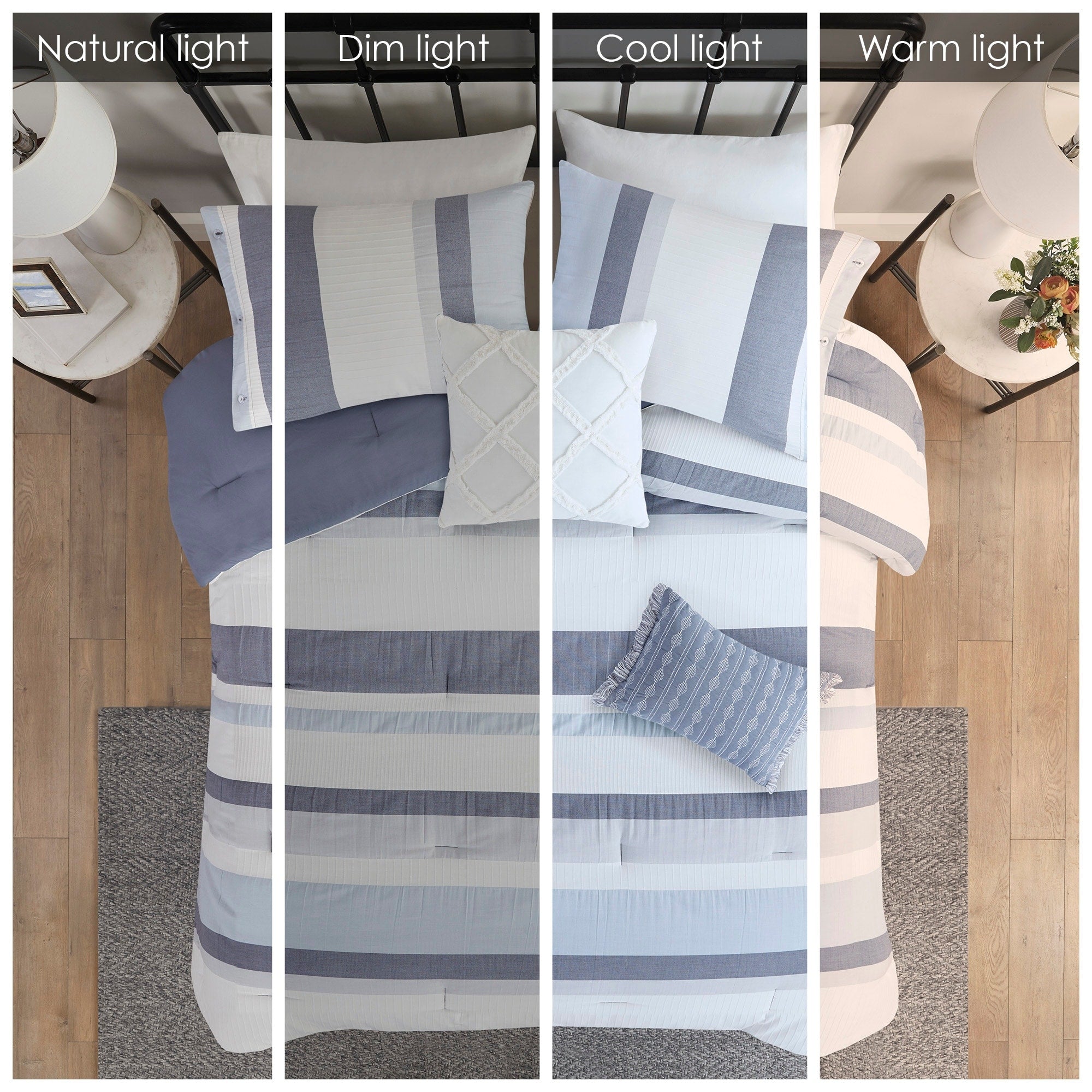 Parure de lit Madison Park Levi's bleu/naturel 5 pièces en jacquard