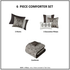Madison Park Lily Ensemble de couette jacquard 6 pièces avec coussins décoratifs