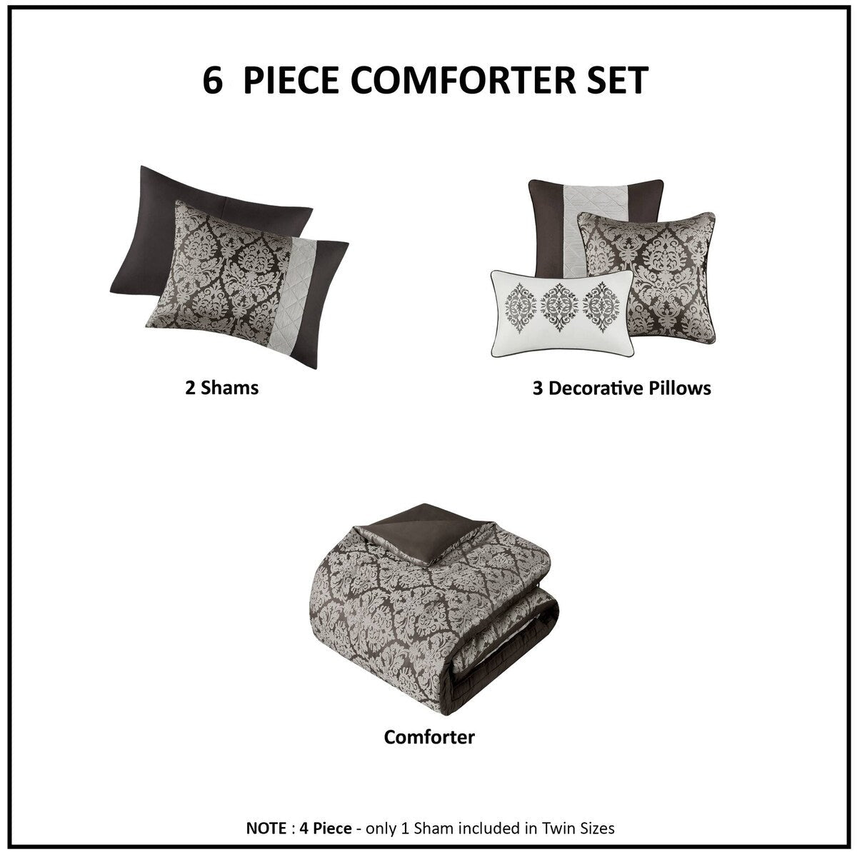 Madison Park Lily Ensemble de couette jacquard 6 pièces avec coussins décoratifs