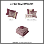 Madison Park Lily Ensemble de couette jacquard 6 pièces avec coussins décoratifs