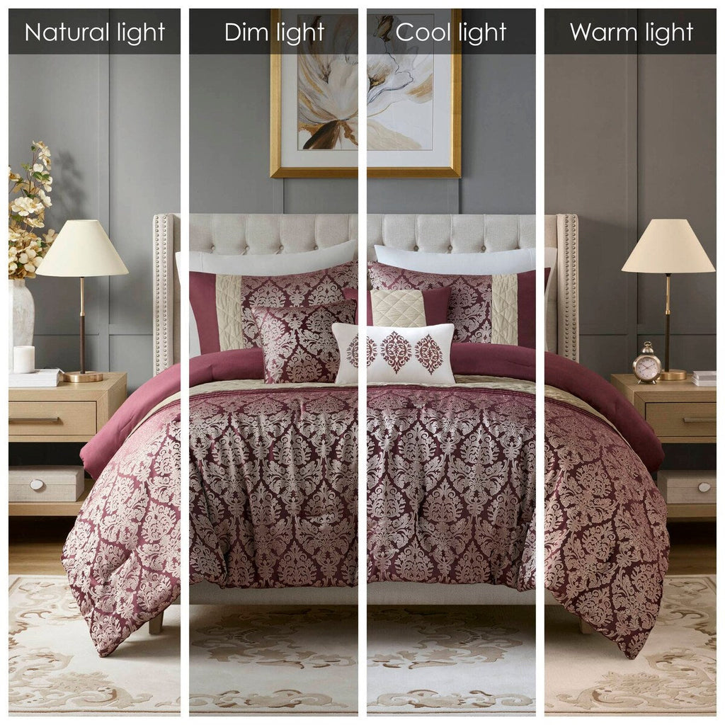 Madison Park Lily Ensemble de couette jacquard 6 pièces avec coussins décoratifs
