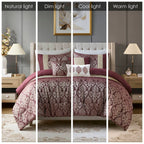 Madison Park Lily Ensemble de couette jacquard 6 pièces avec coussins décoratifs