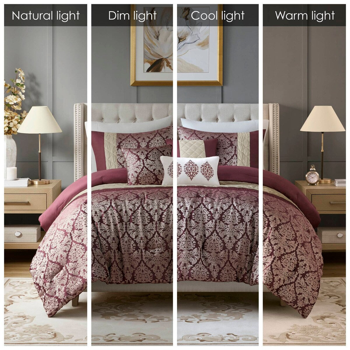 Madison Park Lily Ensemble de couette jacquard 6 pièces avec coussins décoratifs