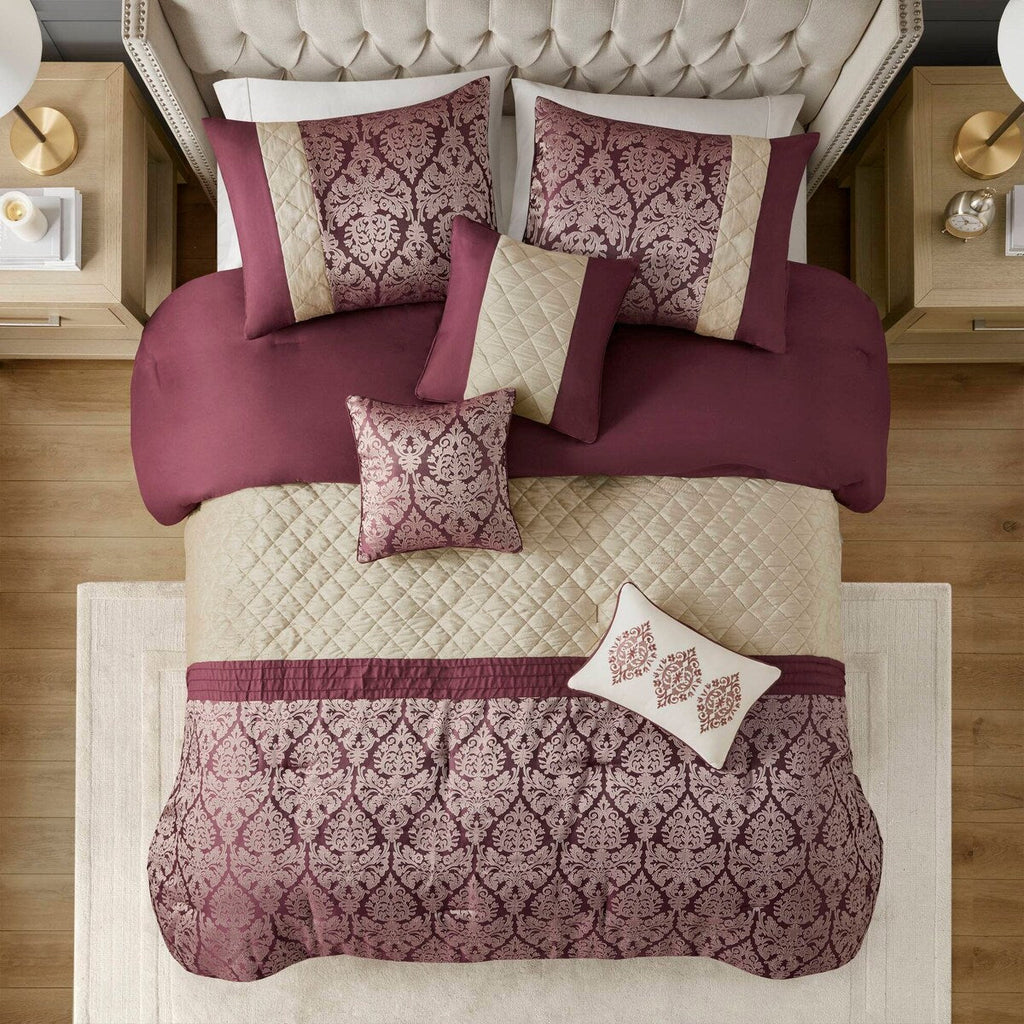 Madison Park Lily Ensemble de couette jacquard 6 pièces avec coussins décoratifs