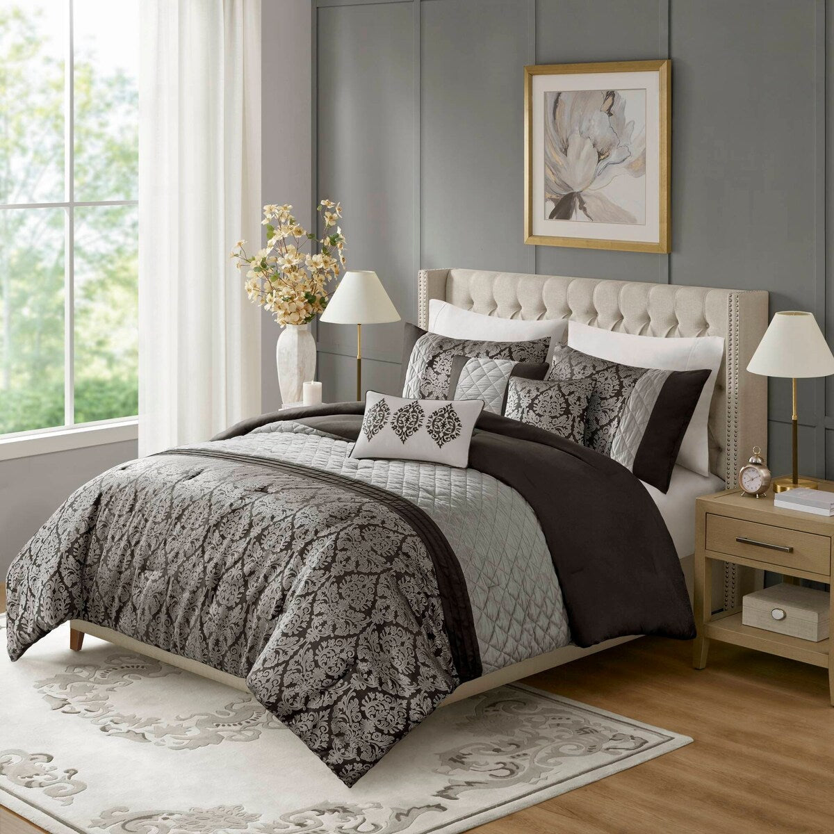 Madison Park Lily Ensemble de couette jacquard 6 pièces avec coussins décoratifs