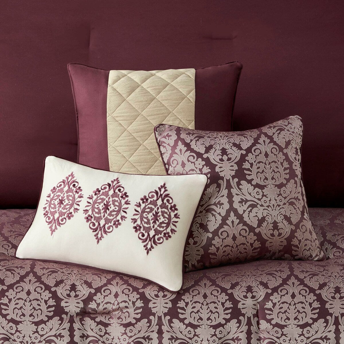 Madison Park Lily Ensemble de couette jacquard 6 pièces avec coussins décoratifs