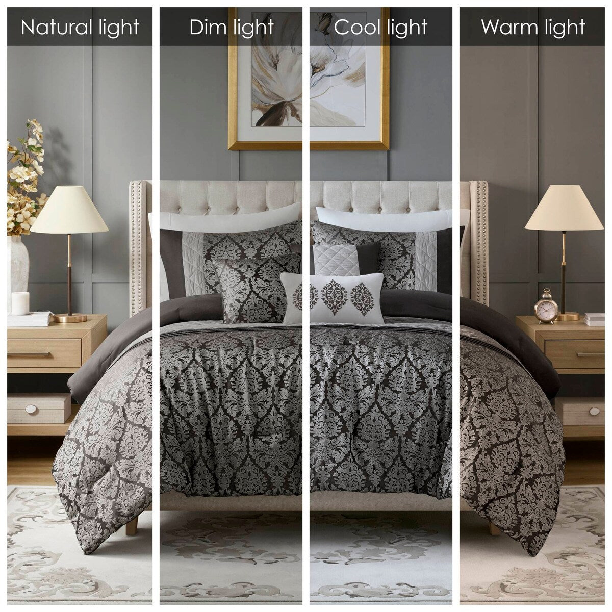 Madison Park Lily Ensemble de couette jacquard 6 pièces avec coussins décoratifs