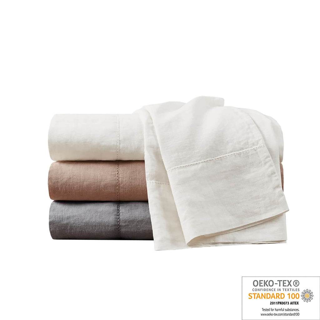 Ensemble de draps Madison Park en lin mélangé 4 pièces