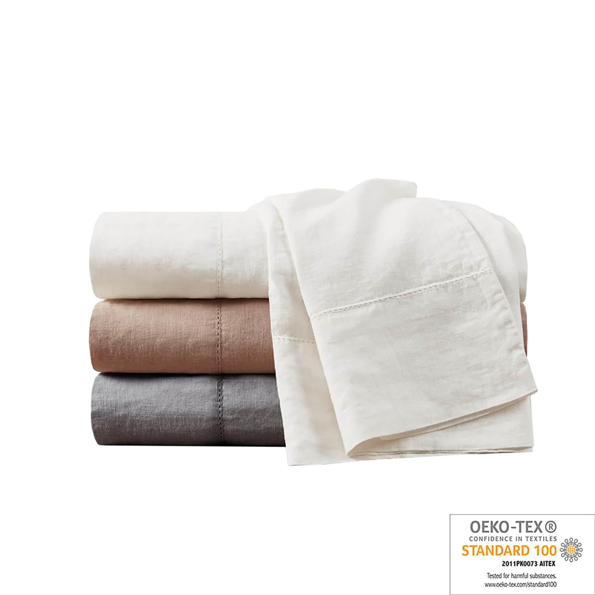 Ensemble de draps Madison Park en lin mélangé 4 pièces