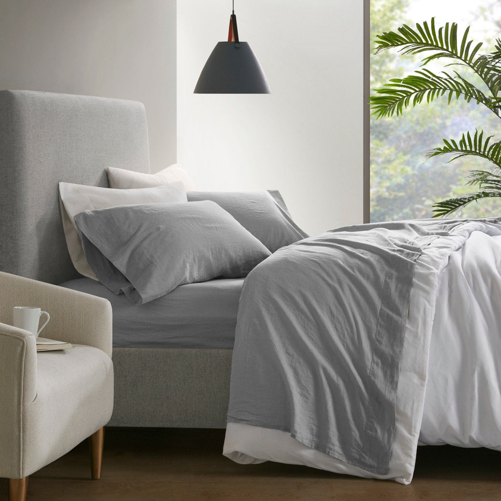 Ensemble de draps Madison Park en lin mélangé 4 pièces