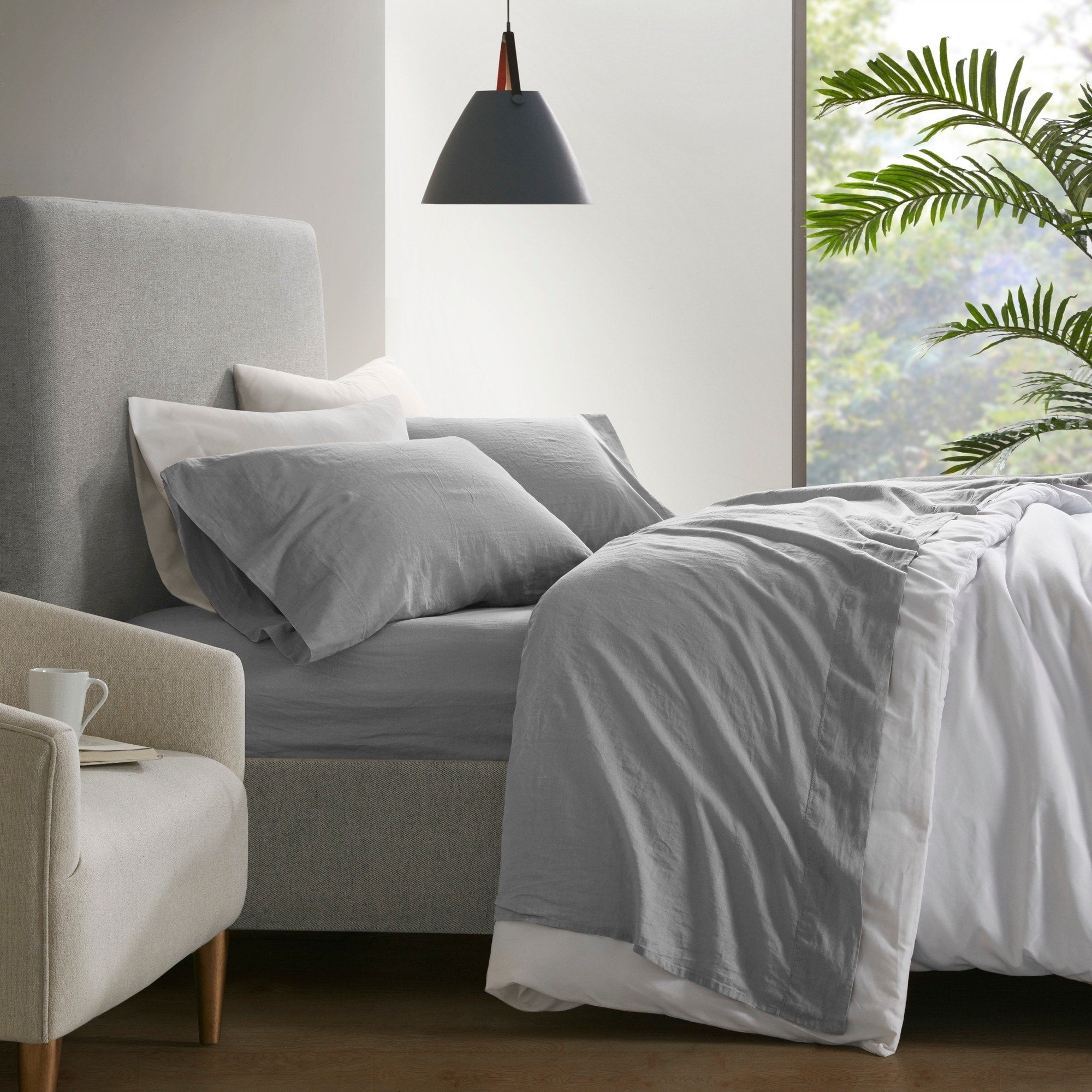 Ensemble de draps Madison Park en lin mélangé 4 pièces