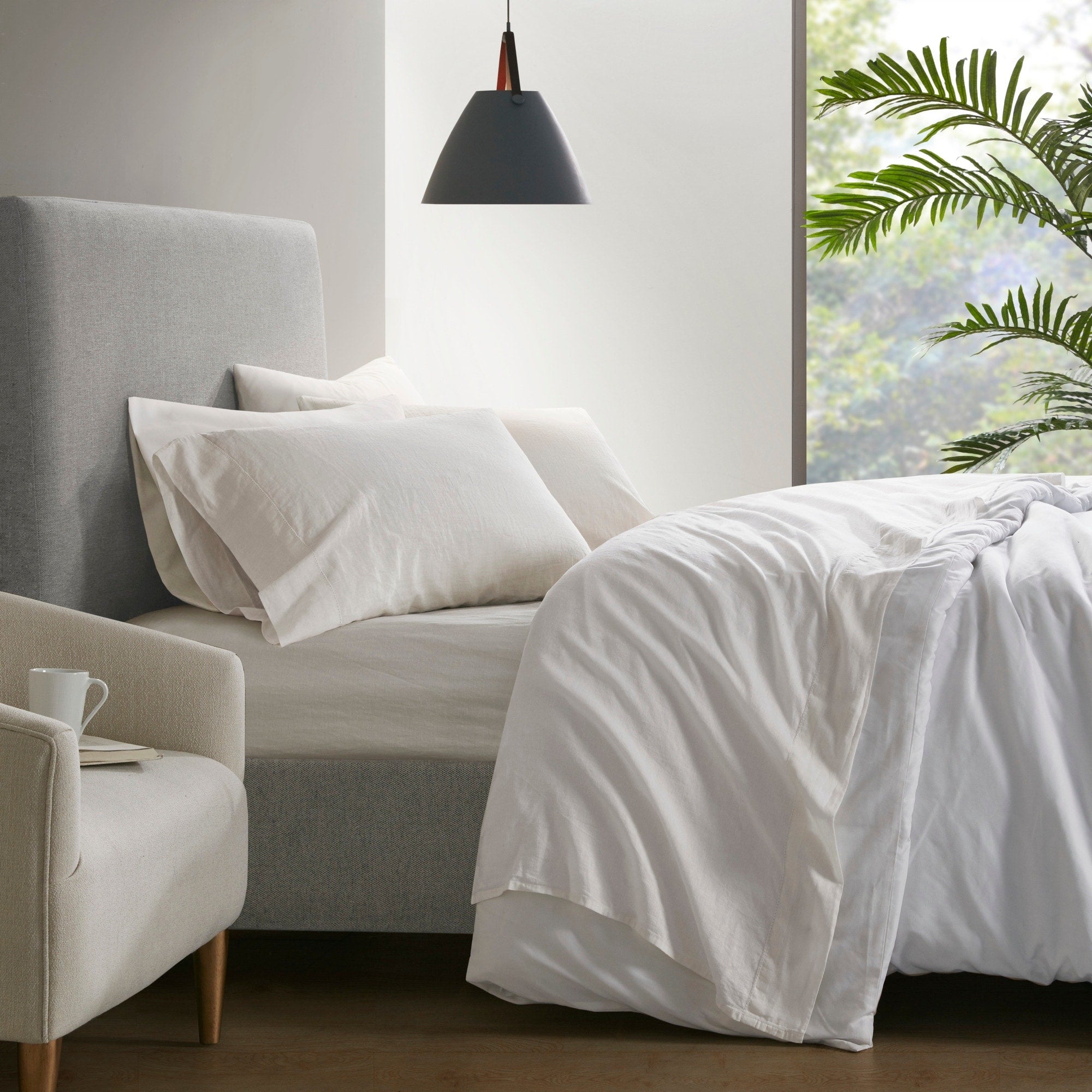 Ensemble de draps Madison Park en lin mélangé 4 pièces