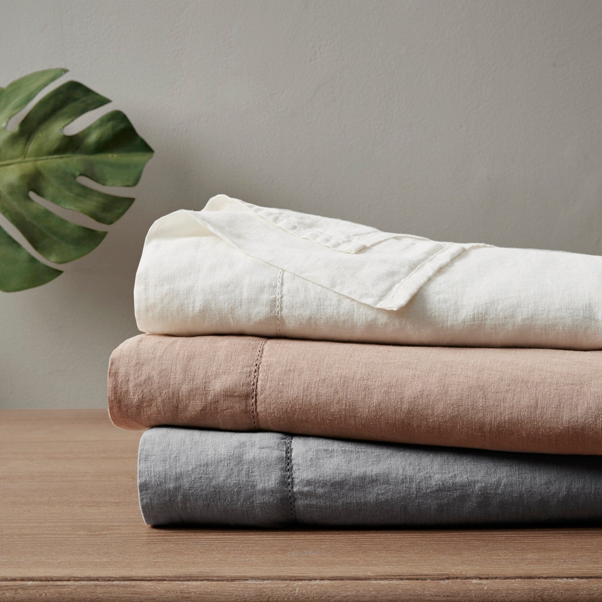 Ensemble de draps Madison Park en lin mélangé 4 pièces