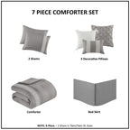 Madison Park Marla Ensemble de couette 7 pièces avec bordure en dentelle et coussins décoratifs