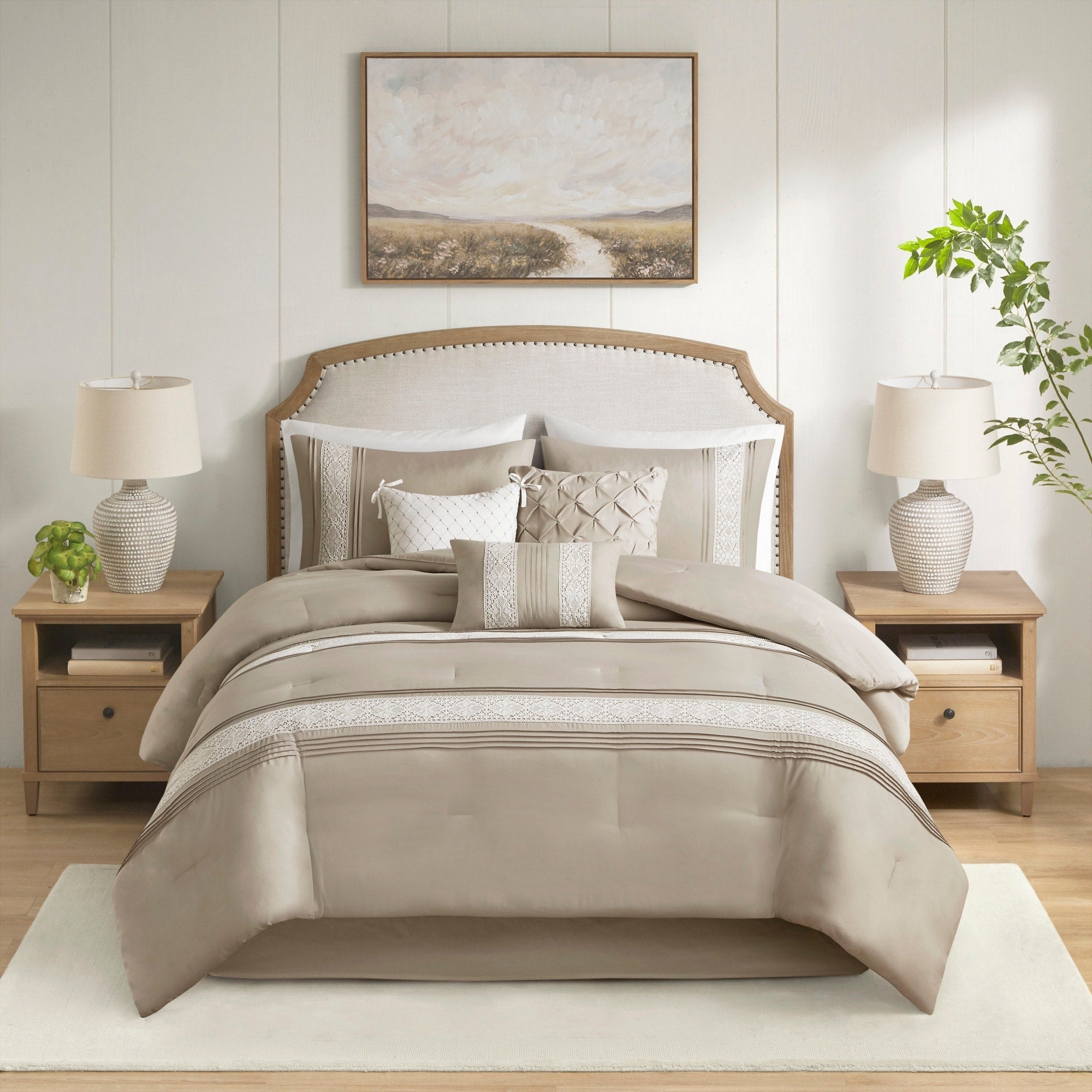 Madison Park Marla Ensemble de couette 7 pièces avec bordure en dentelle et coussins décoratifs