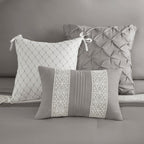 Madison Park Marla Ensemble de couette 7 pièces avec bordure en dentelle et coussins décoratifs