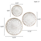 Ensemble de 3 décorations murales en bois sculpté à motif floral blanc vieilli Madison Park Medallion Trio