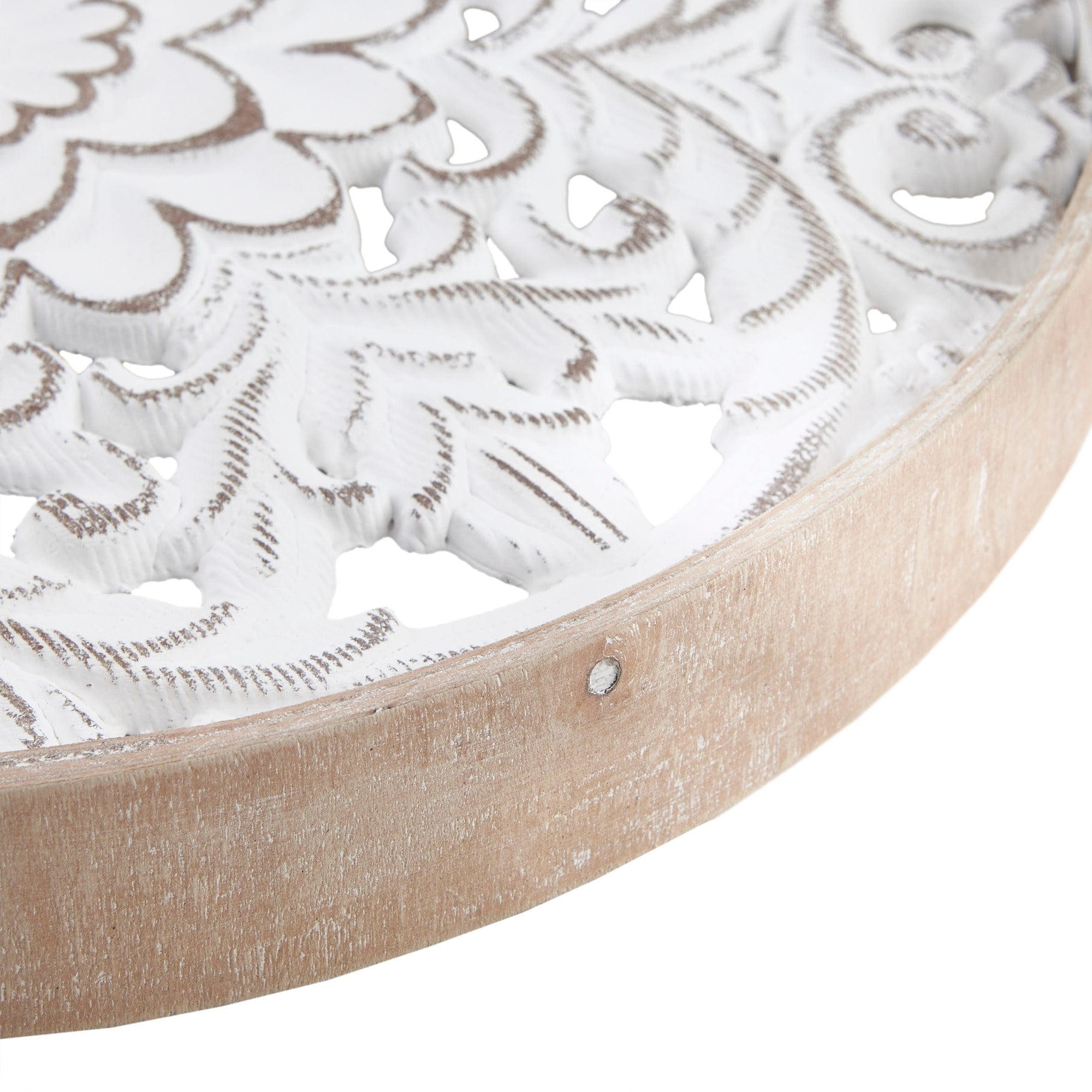 Ensemble de 3 décorations murales en bois sculpté à motif floral blanc vieilli Madison Park Medallion Trio
