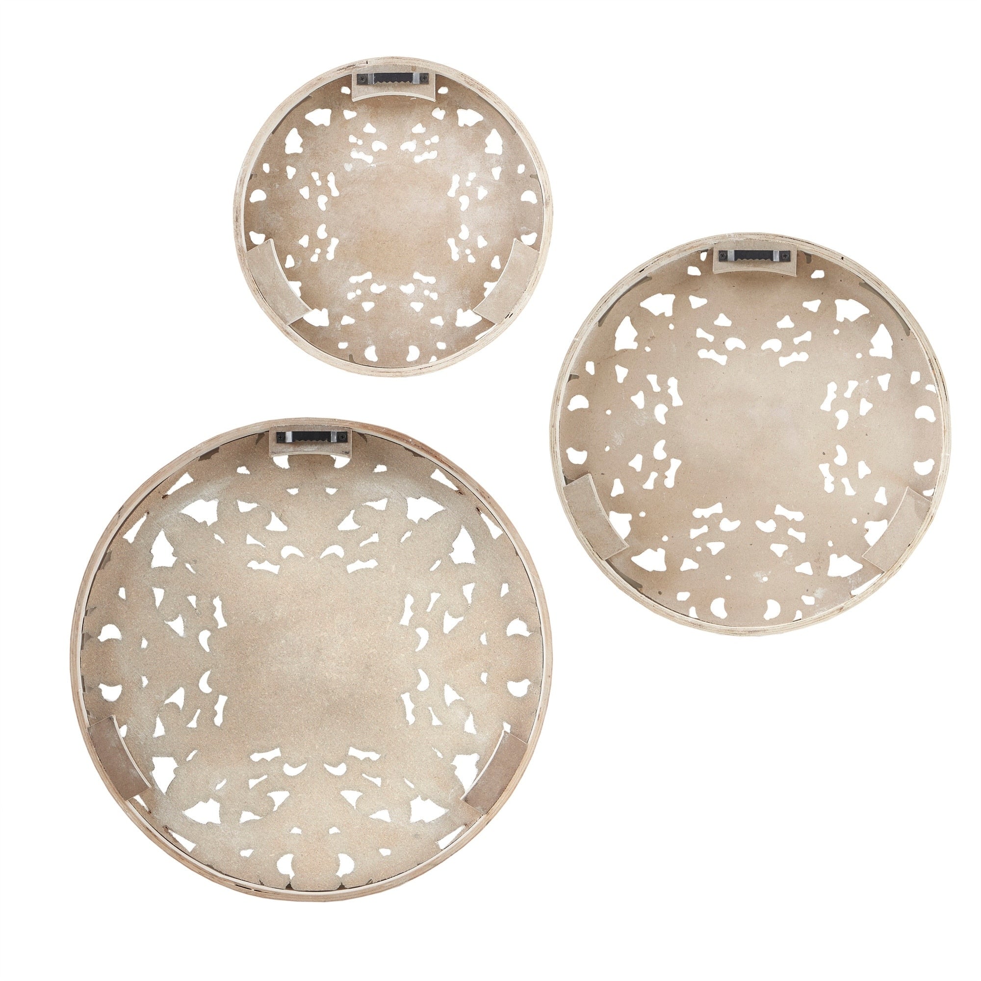 Ensemble de 3 décorations murales en bois sculpté à motif floral blanc vieilli Madison Park Medallion Trio