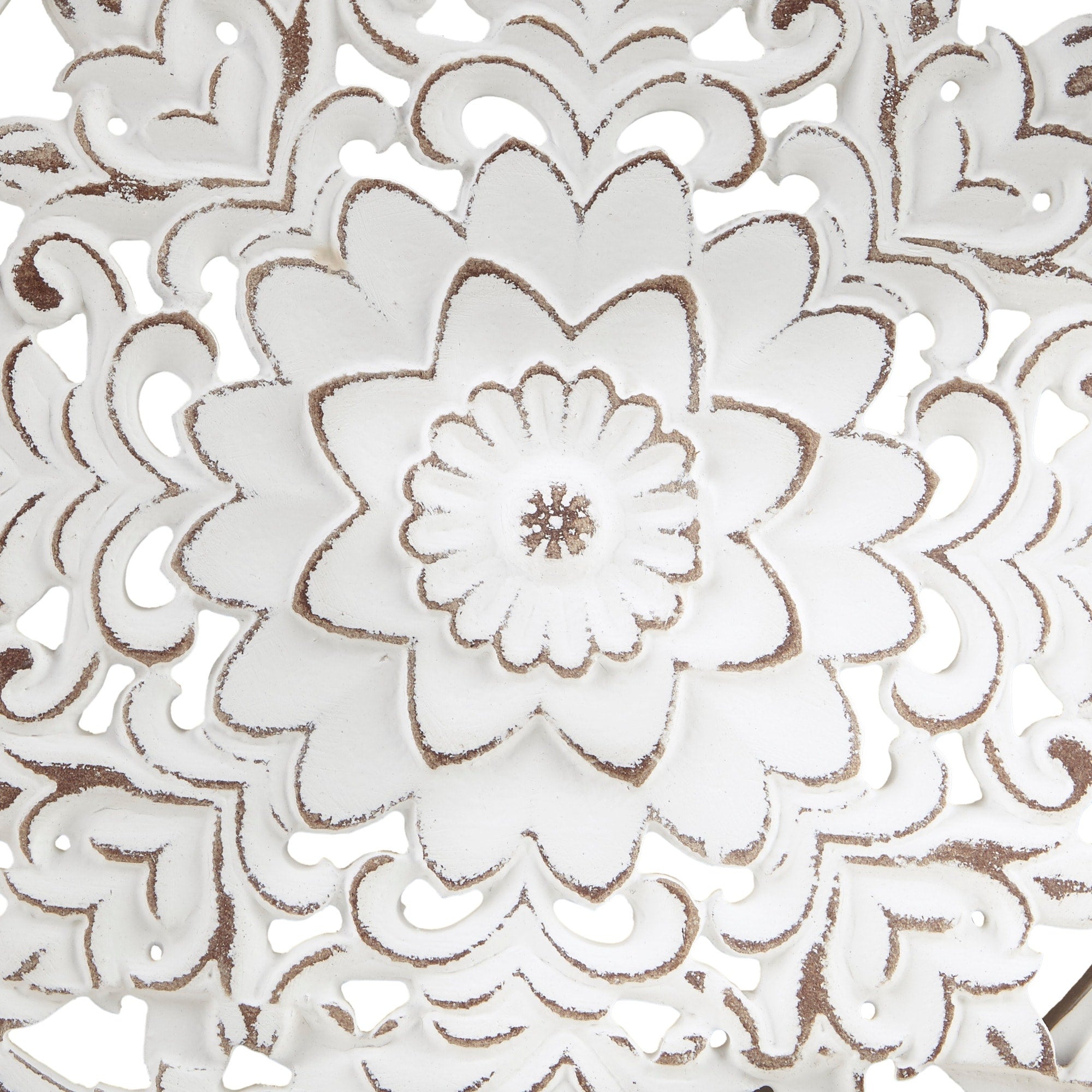 Ensemble de 3 décorations murales en bois sculpté à motif floral blanc vieilli Madison Park Medallion Trio
