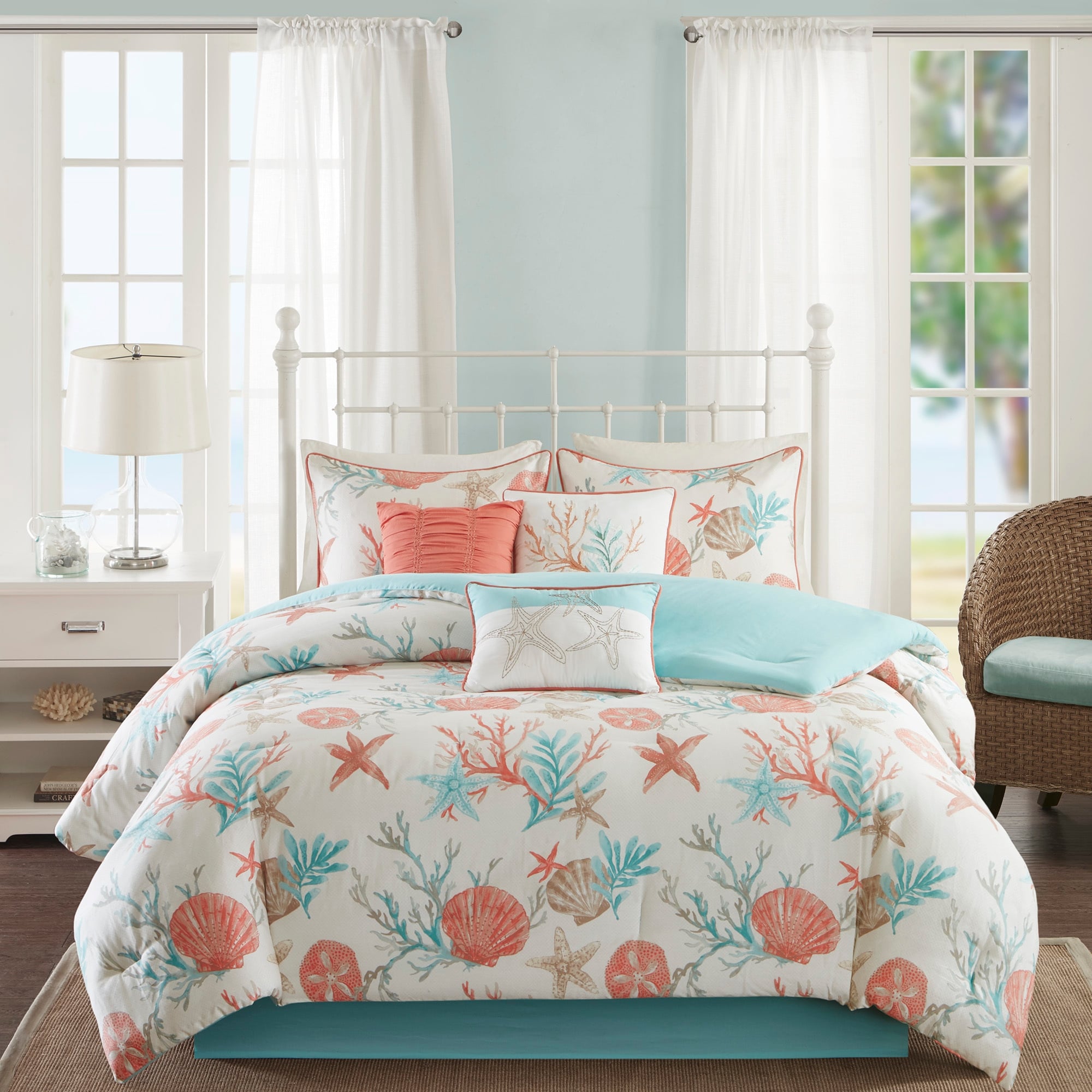 Ensemble de couette en satin de coton Madison Park Pacific Grove 7 pièces