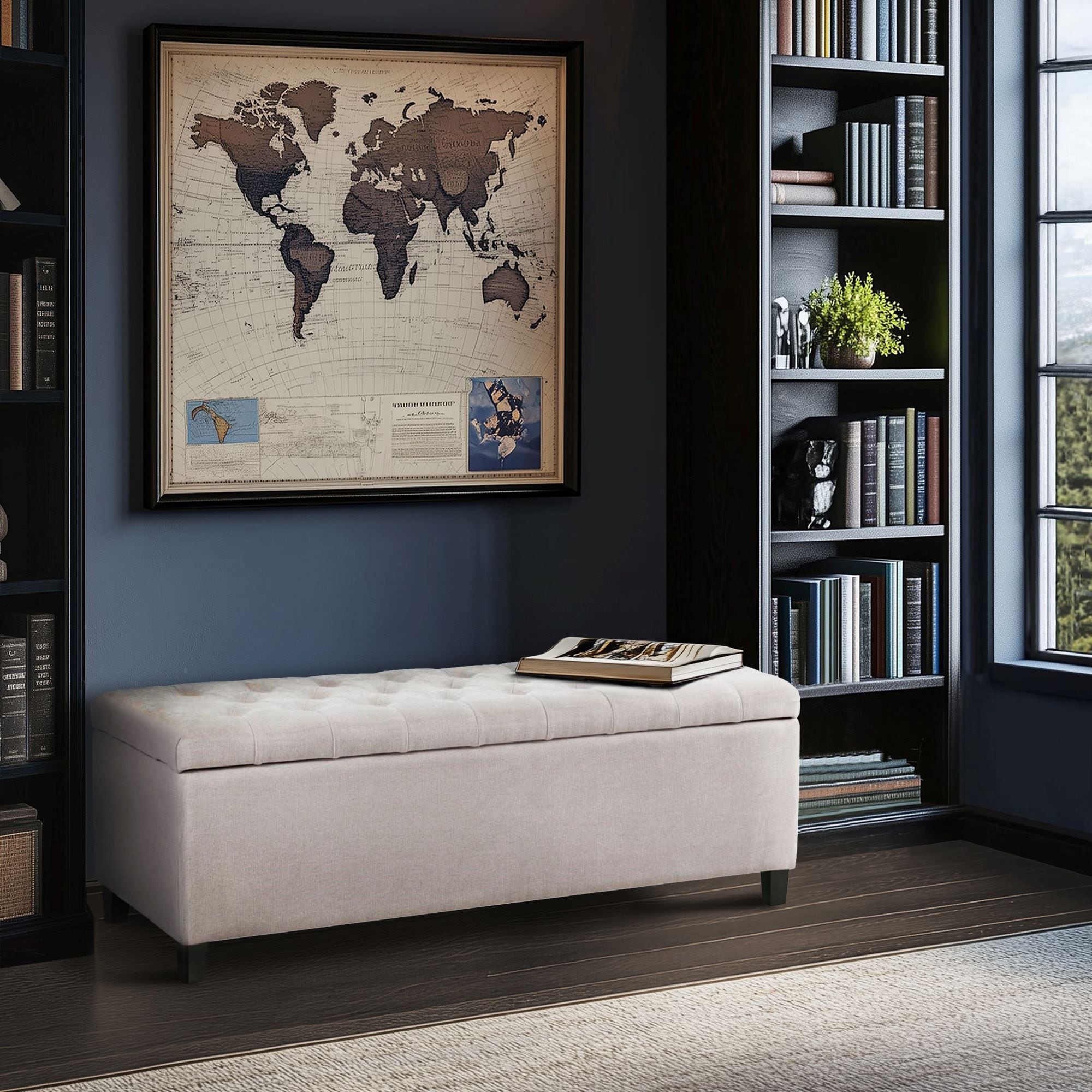 Madison Park Sasha Tufted Top Upholstered Storage Bench