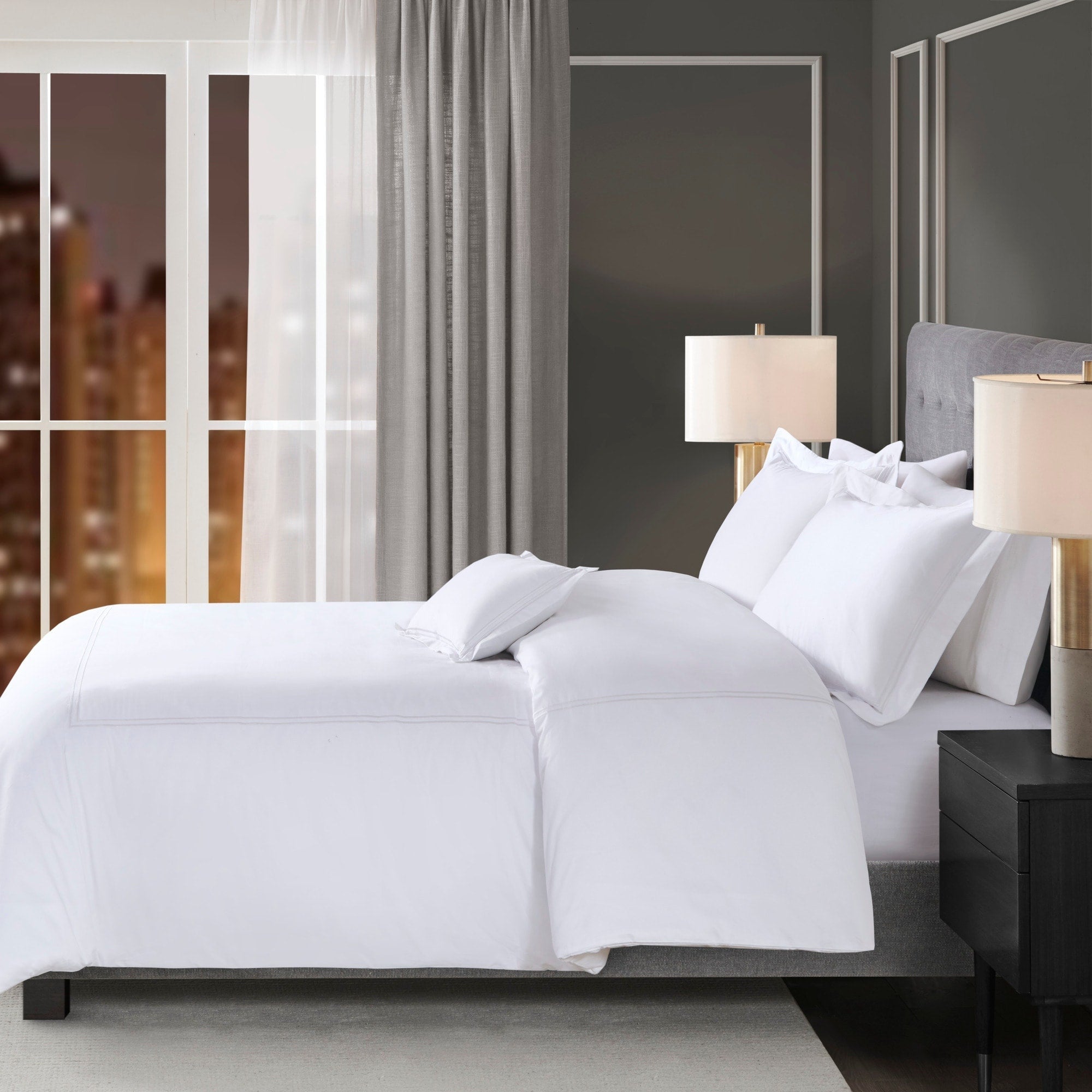 Parure de lit Madison Park Signature 500 fils au pouce carré, 100 % satin de coton brodé, collection de luxe