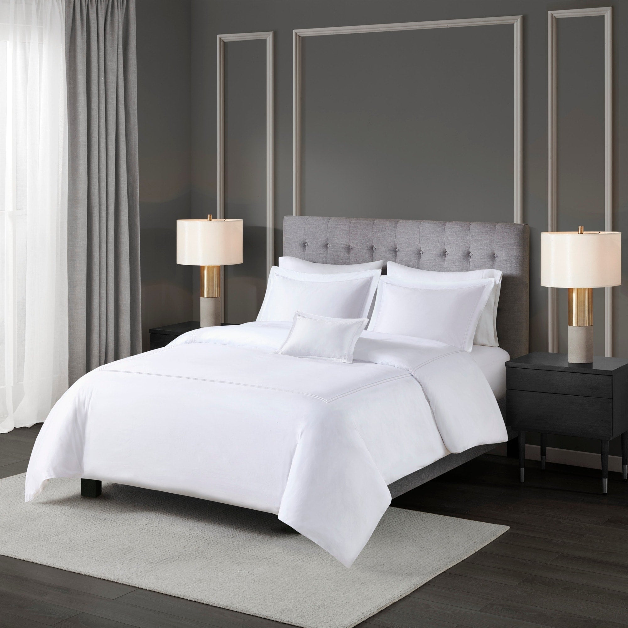 Parure de lit Madison Park Signature 500 fils au pouce carré, 100 % satin de coton brodé, collection de luxe