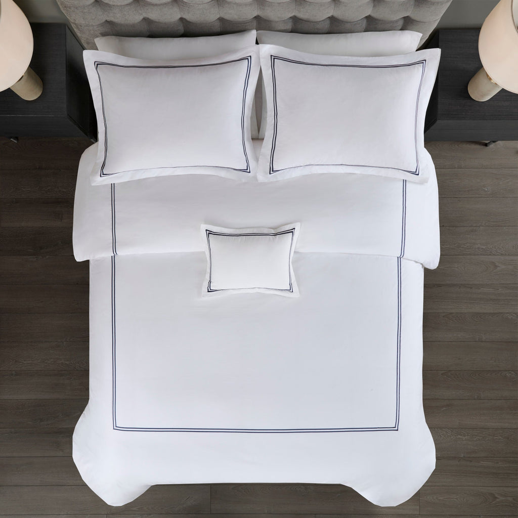 Parure de lit Madison Park Signature 500 fils au pouce carré, 100 % satin de coton brodé, collection de luxe