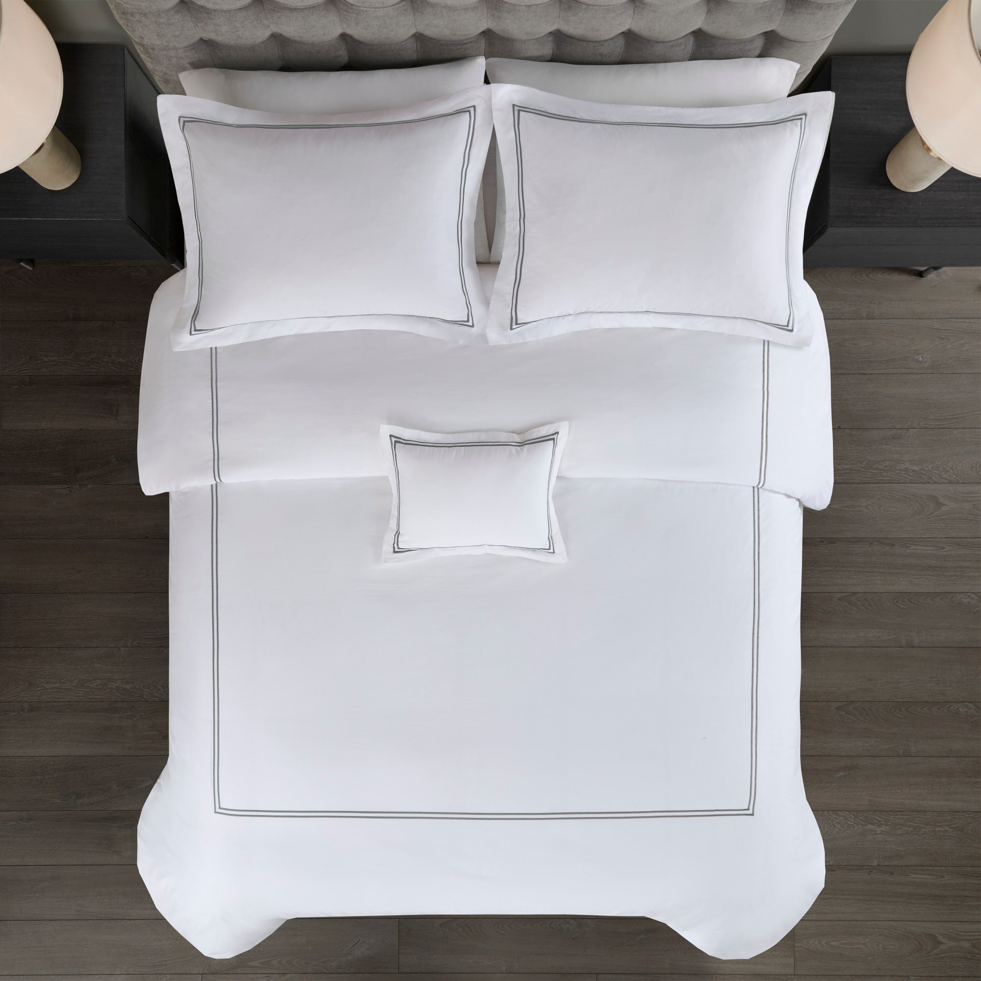 Parure de lit Madison Park Signature 500 fils au pouce carré, 100 % satin de coton brodé, collection de luxe