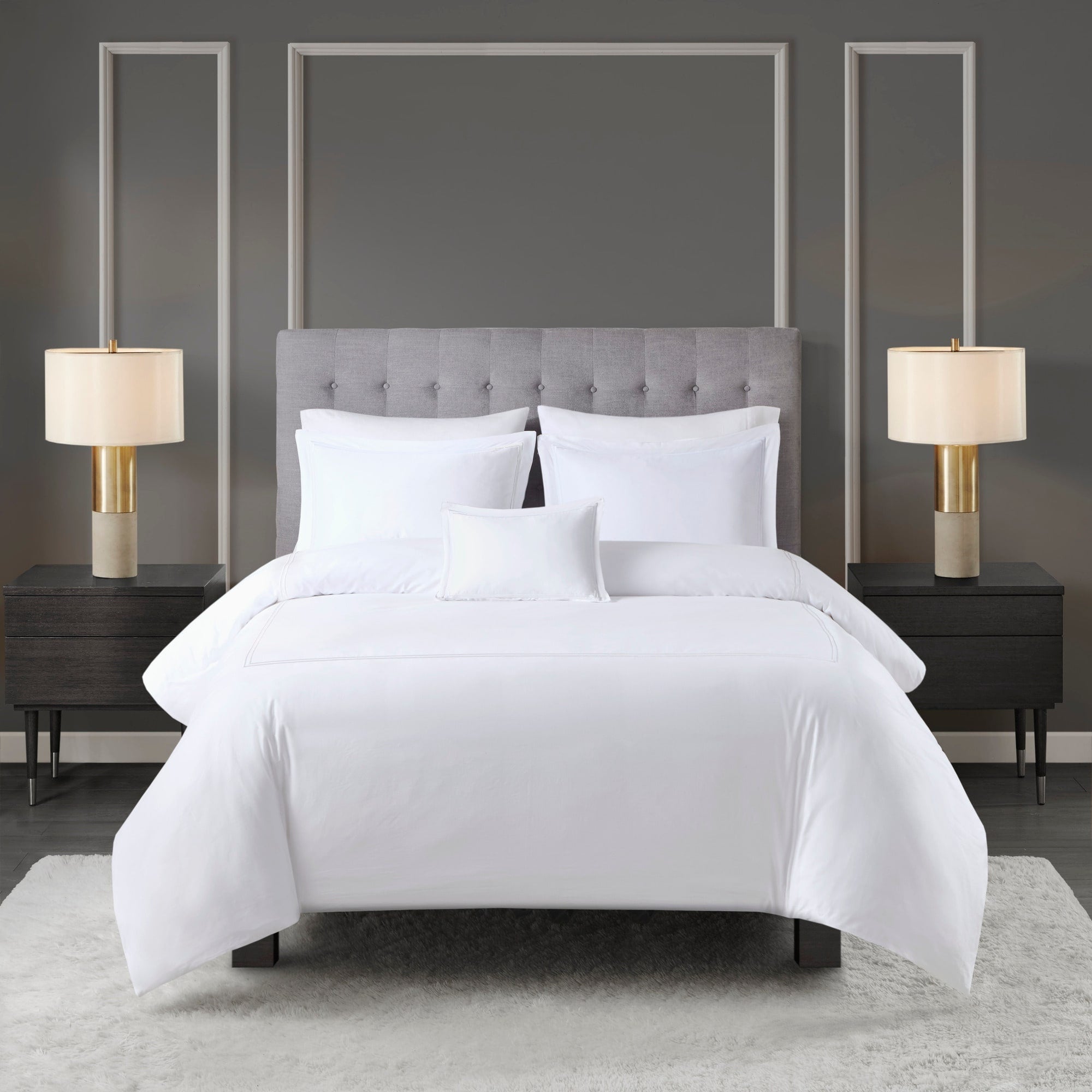 Parure de lit Madison Park Signature 500 fils au pouce carré, 100 % satin de coton brodé, collection de luxe