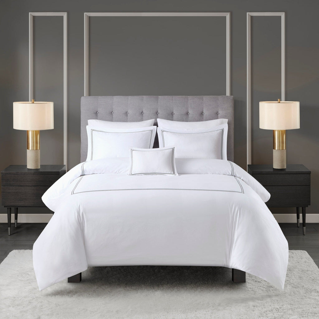 Parure de lit Madison Park Signature 500 fils au pouce carré, 100 % satin de coton brodé, collection de luxe