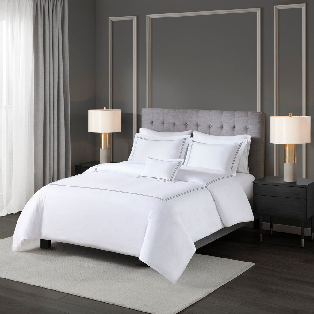 Parure de lit Madison Park Signature 500 fils au pouce carré, 100 % satin de coton brodé, collection de luxe