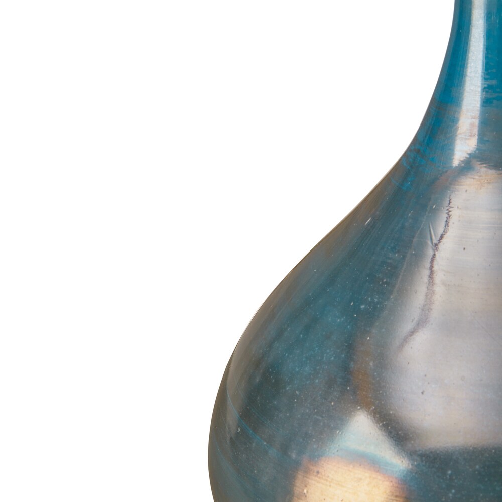 Ensemble de 3 vases décoratifs en verre bleu Aurora et bronze Signature de Madison Park