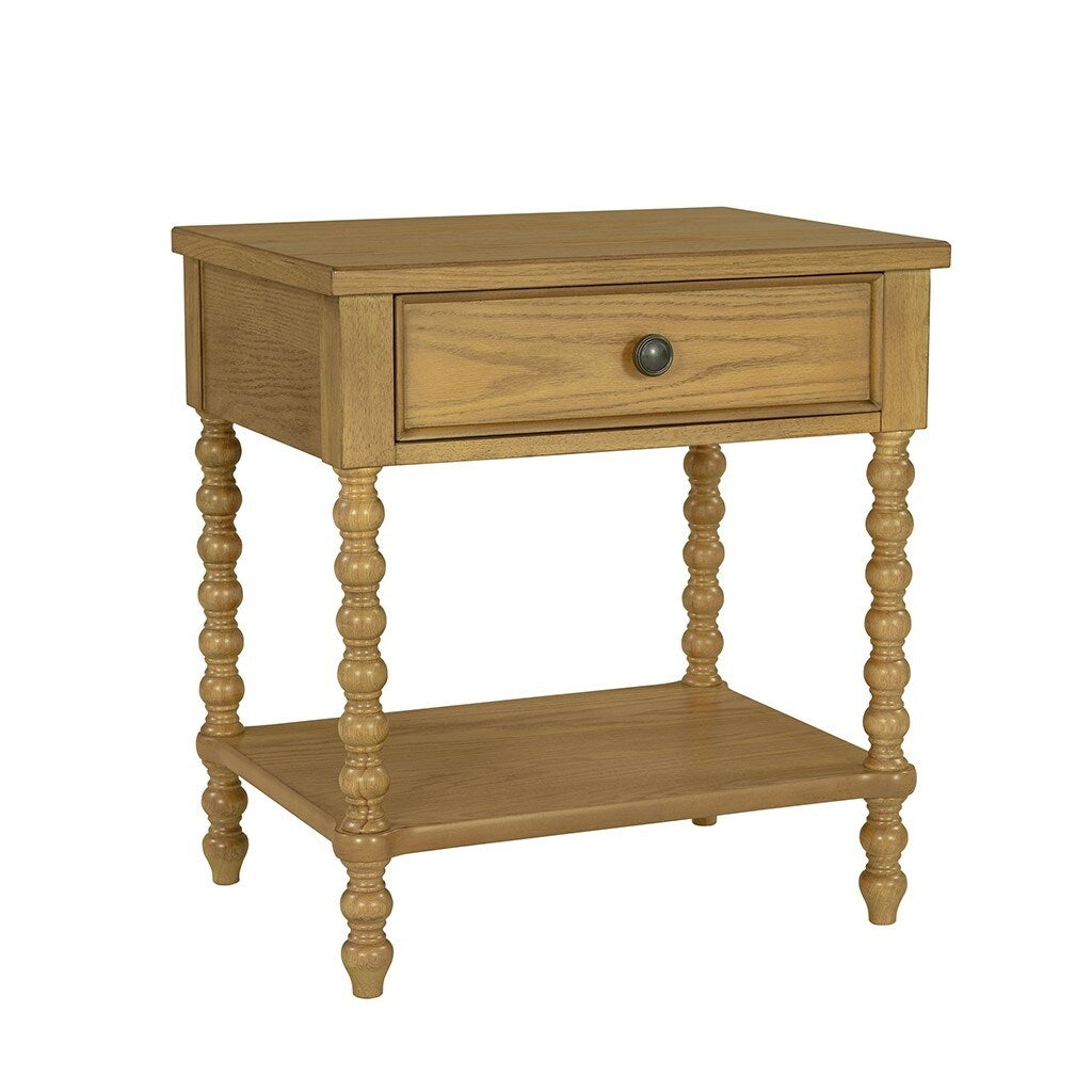 Table de chevet Madison Park Signature Beckett en bois tourné avec tiroir et étagère